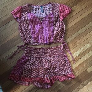 Pink and Red Two-Piece Set